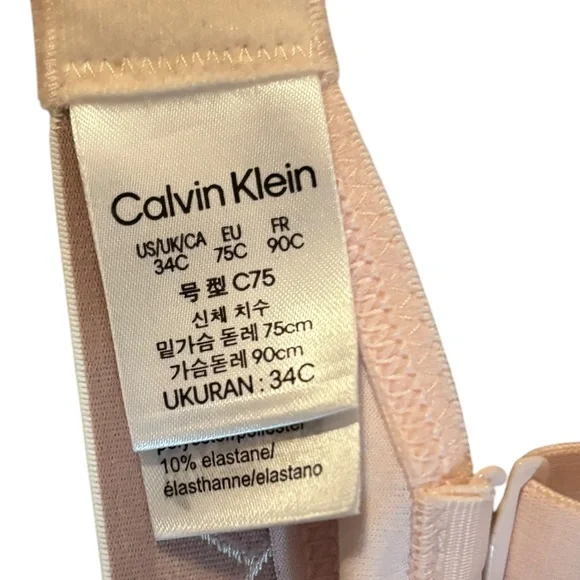 Calvin Klein underwire bra 34C convertible straps light pink logo band - Picture 6 of 8